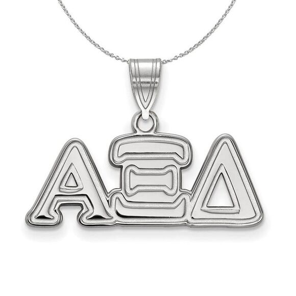 Sterling Silver Alpha Xi Delta Medium Greek Necklace - 24 Inch - Picture 1 of 8